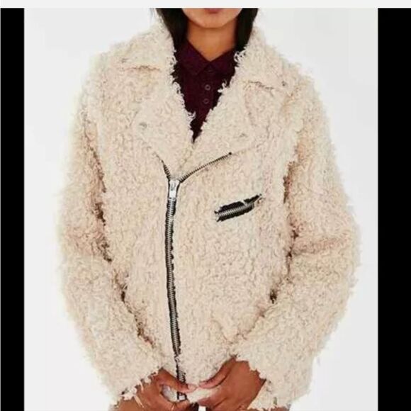 UNIF X Urban Outfitters furry moto jacket. Sz small but oversized,  like new - Picture 2 of 6